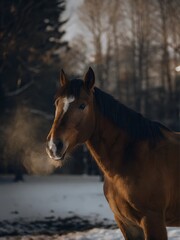 Obraz premium Portrait of brown horse in the nature