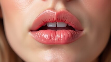 Obraz premium open female lips close up