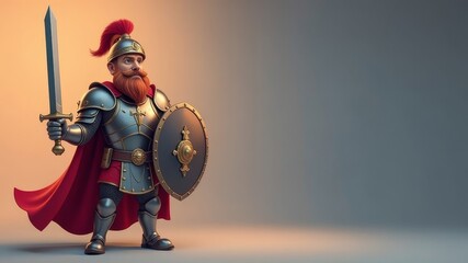 Naklejka premium illustration of cartoon male warrior in armor