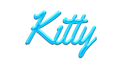 Glowing blue effect of name Kitty on white background.