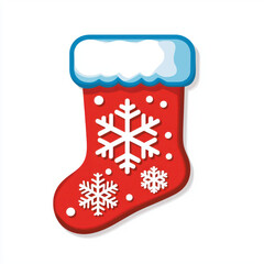 Red s stocking with snowflakes and blue trim, perfect for festive decor