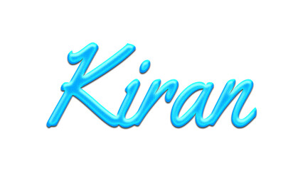 Obraz premium Glowing blue effect of name Kiran on white background.