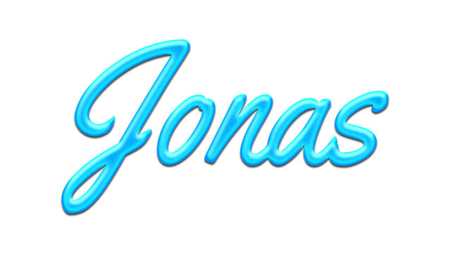 Glowing blue effect of name Jonas on white background.