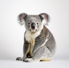 A male koala bear depicted against a white backdrop