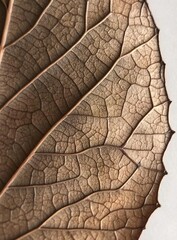 Obraz premium Close-up of the edge and texture on an intricate leaf, showcasing its natural beauty in soft brown tones