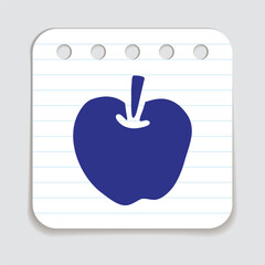 Apple doodle icon or logo, hand drawn in flat style. Isolated on white background. Vector illustration