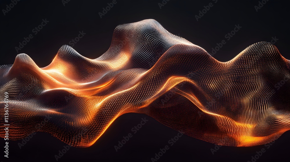 Wall mural abstract golden wave particle flow design