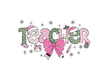 Christmas Teacher Sublimation T shirt Design