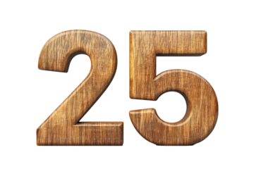 2025 Happy New Year 3d wooden number isolated on white background, transparent background