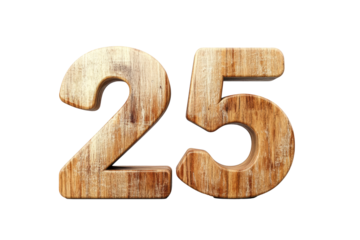 2025 Happy New Year 3d wooden number isolated on white background, transparent background