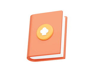 Cookbook with chef hat icon. Recipe book vector icon 3d illustration