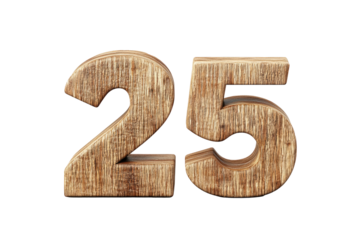 2025 Happy New Year 3d wooden number isolated on white background, transparent background