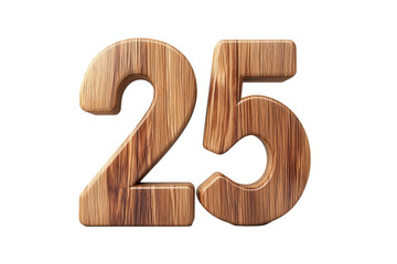 2025 Happy New Year 3d wooden number isolated on white background, transparent background