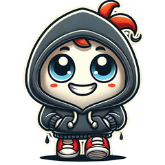 Fototapeta premium cute cartoon character with hoodie