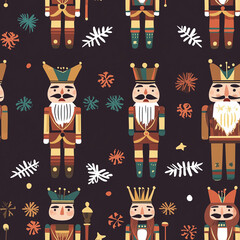 Obraz premium Christmas Nutcracker seamless pattern illustration
