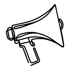 Minimalist megaphone line art, vector illustration