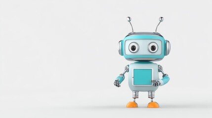 A robot with blue and white body