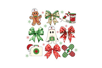  Christmas Nurse Doodle Sublimation Design