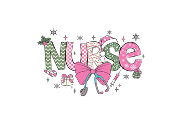 Nurse Christmas Nurse Sublimation Design