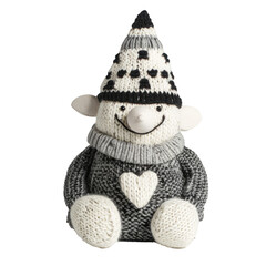 A charming garden gnome with a smile, isolated in white, white background, transparent background