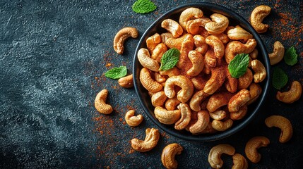 Spicy Roasted Cashews with Chili Powder and Mint