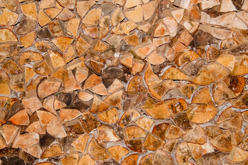 Background image: Woodpile of dry chopped firewood natural wood structure