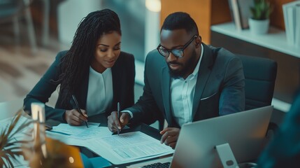 Business Collaboration: Focused Colleagues in Modern Office