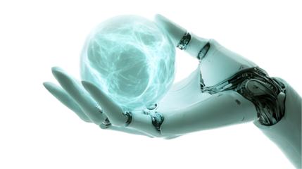 Robotic Hand Holding Glowing Orb  Future Tech    Innovation