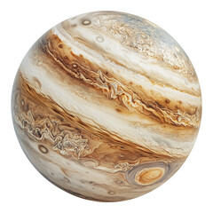Jupiter planet, isolated on a transparent background, showcasing its distinct bands and massive size, perfect for space, astronomy, or science-themed designs.