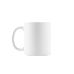 One blank ceramic mug isolated on white. Mockup for design