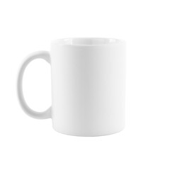 One blank ceramic mug isolated on white. Mockup for design