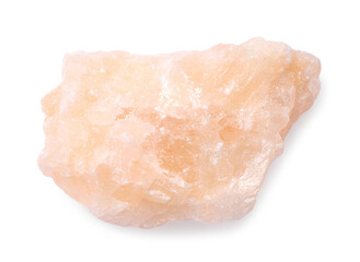 Beautiful orange calcite isolated on white. Natural gemstone
