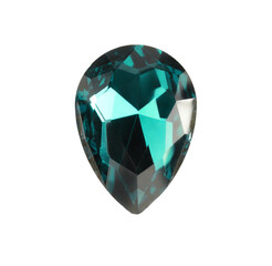 Tweezers with shiny turquoise gemstone isolated on white