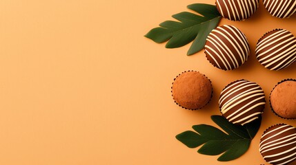 Dessert platter with raw truffles and plantbased cheesecakes, earthy tones