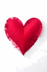 Red heart on white background with copy space. Valentine's Day card