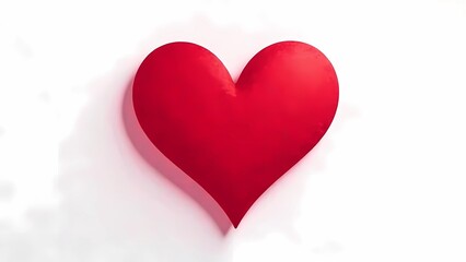 Obraz premium Red heart on white background with copy space. Valentine's Day card