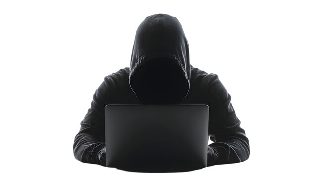 Anonymous Hacker Silhouette Using Laptop  Cybersecurity  Digital Crime  Internet Security