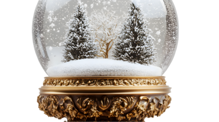 Elegant Gold Ornate Snow Globe Winter Scene  Christmas  Holiday  Festive Decoration