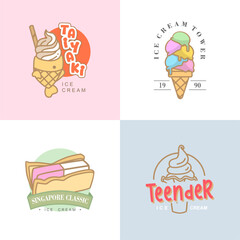 modern and minimalist ice cream logo branding