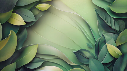 A green leafy background with a leafy border