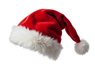 Santa Claus red hat. Christmas hat isolated. AI generative image.