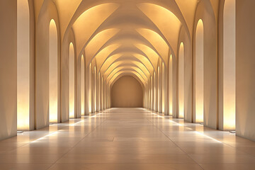 gothic architecture, create a grand hallway with detailed molding, vaulted arches, and dim lighting to spark a feeling of adventure in visitors