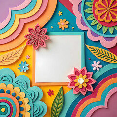 Psychedelic paper shapes, vibrant and abstract, featuring bold patterns