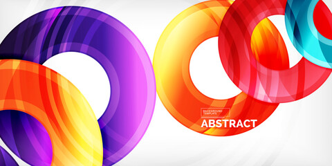 Fototapeta premium Bright colorful circles with light effects. Abstract background