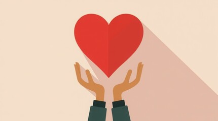 Heartfelt Care: Hands Holding Love. Embracing Love: Hands and Heart. Holding Love with Gentle Hands.
