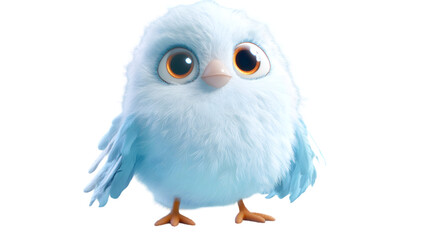 Adorable Fluffy Blue Bird Cartoon Character  Cute Baby Bird Illustration  Digital Art