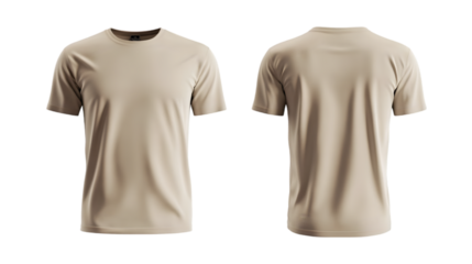 Beige T Shirt Mockup  Front and Back View  Casual Style  Apparel Template  Clothing Design