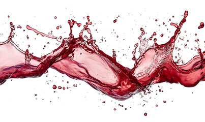 Red wine splashing white background refreshment.