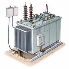 A transformer, an electrical device used to change voltage levels in alternating