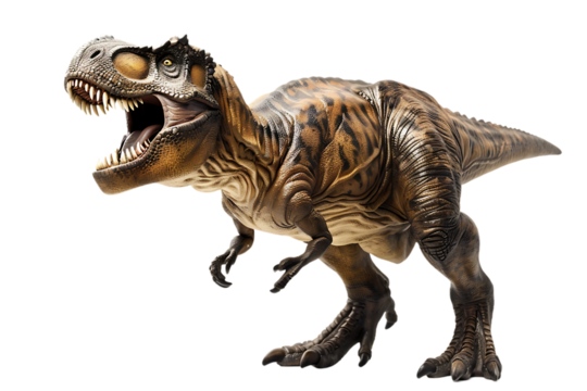 A Furious Tyrannosaurus Rex, Standing Alone, Isolated on a Transparent Background, Ideal for Dinosaur, Jurassic, or Prehistoric-Themed Designs